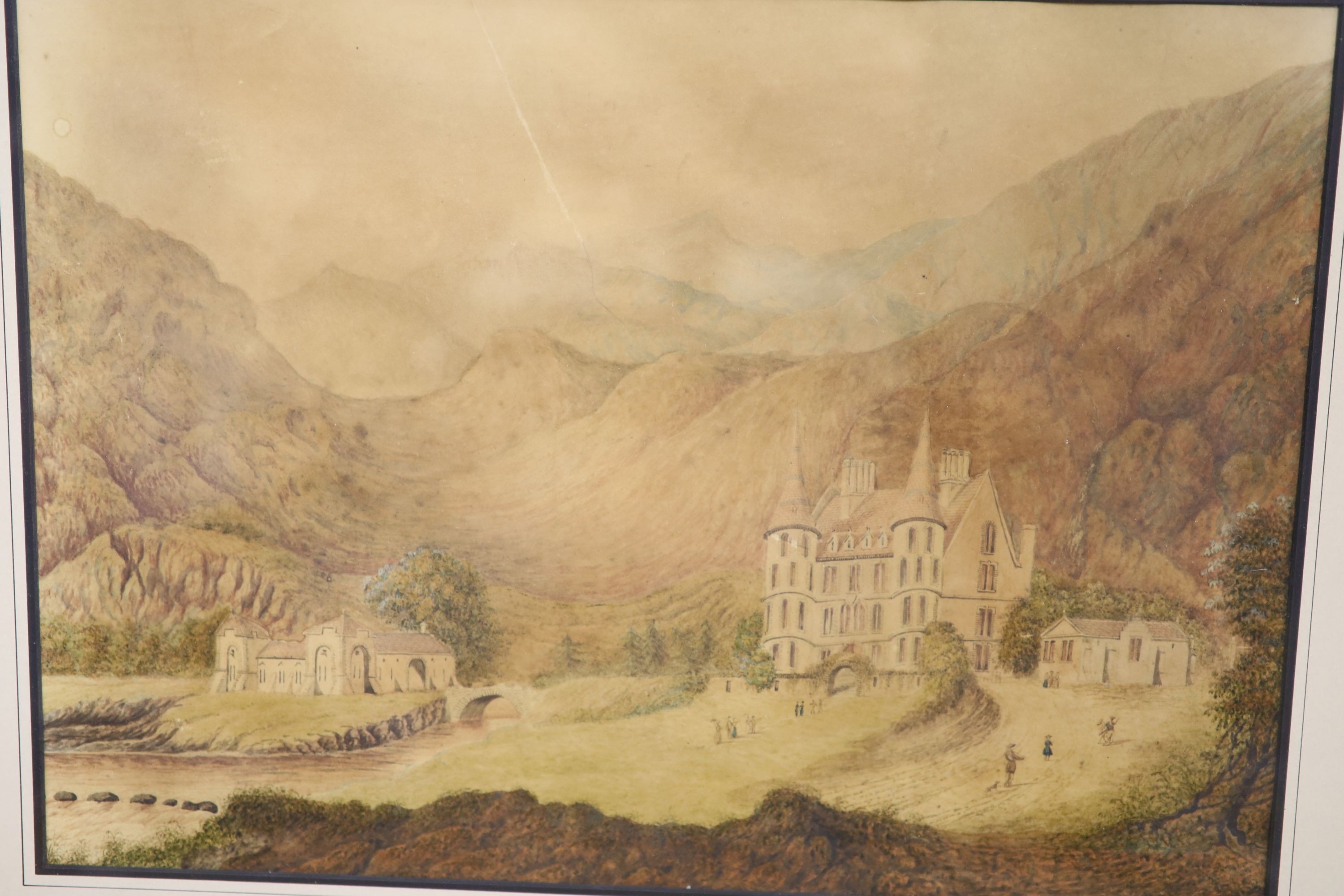 19th Century Swiss School, set of four watercolours, topographical views, 35 x 49cm.